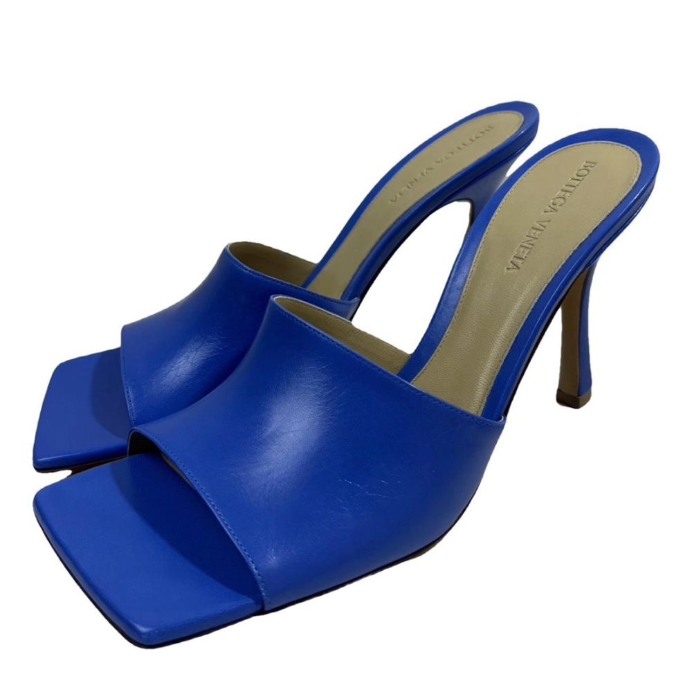 Bottega Veneta StrechBlue Heeled Mules